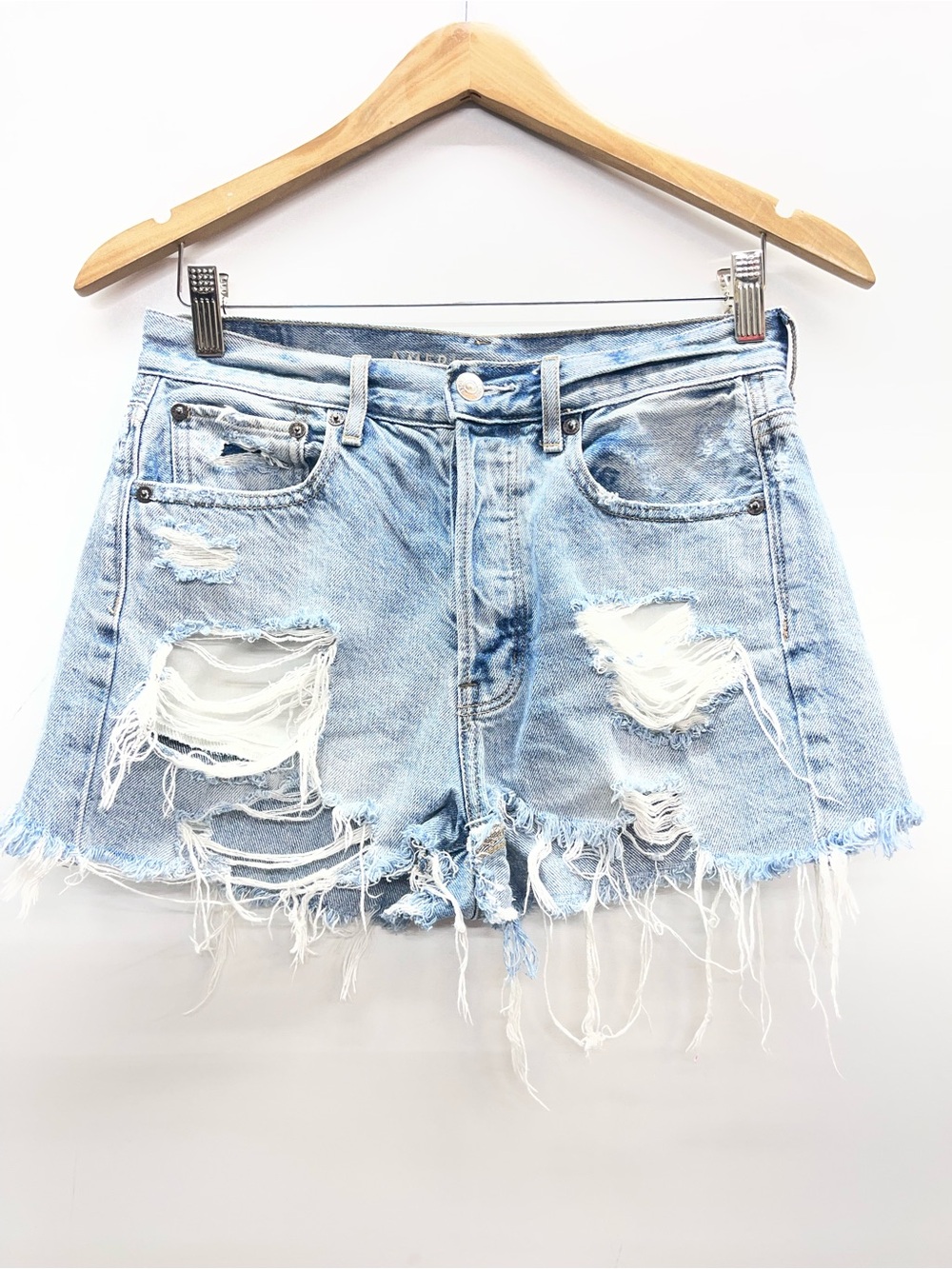 American Eagle Outfitters Light‎ Blue Distressed 90’s Boyfriend Jean Shorts